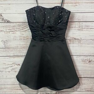 MORI LEE by‎ Madeline Gardner black beaded size 6 Flare mini prom floral …